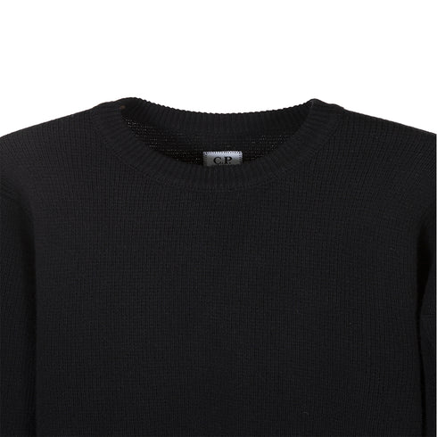 C.P. Company Lambswool Plain Jumper Black 999 13CMKN101A-005504A Degli Uberti